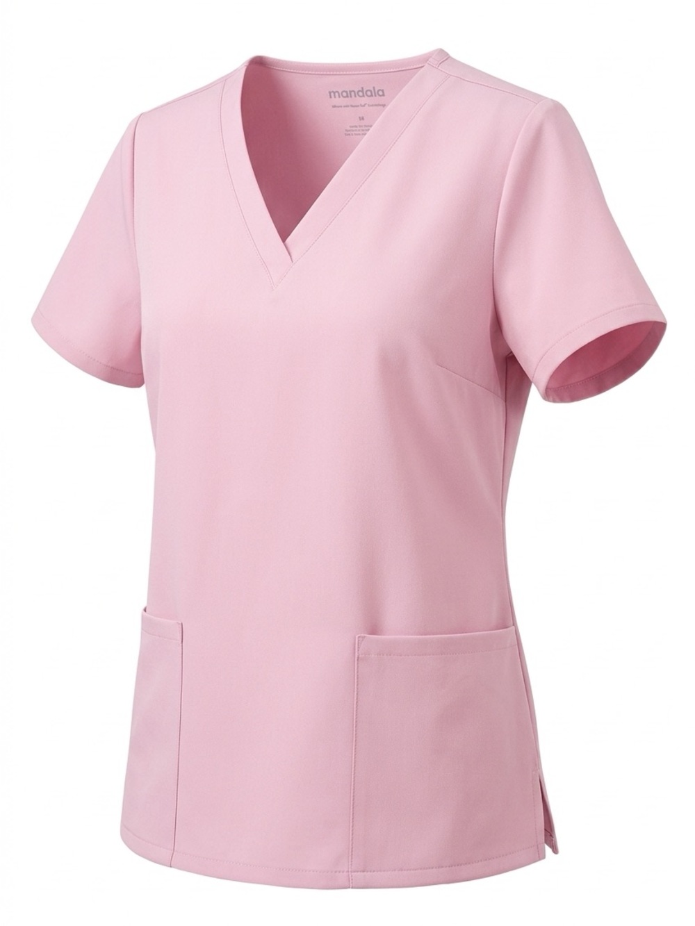 Mandala Women's V-Neck Short Sleeve Scrub Top in Light Pink worn once & washed.